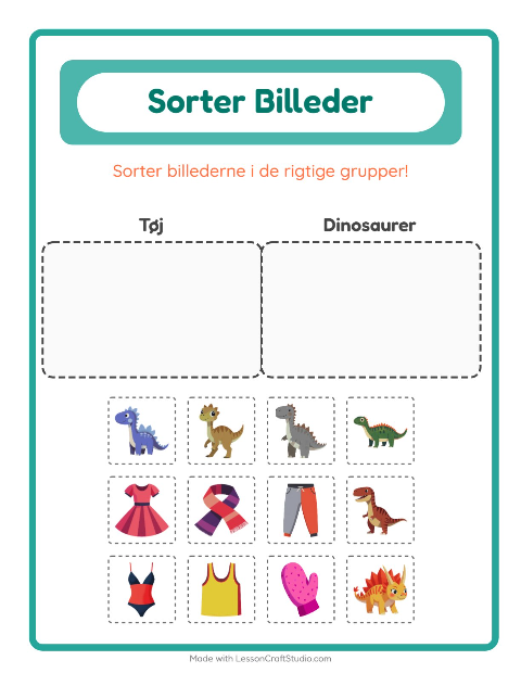 Sortér billederne: Tøj og Dinosaurer