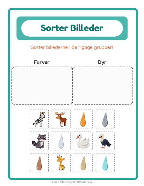 Sortér billederne: Farver og Dyr