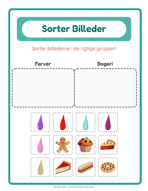Forhåndsvisning af Sortér Billeder-arbejdsark til Børnehaveklasse