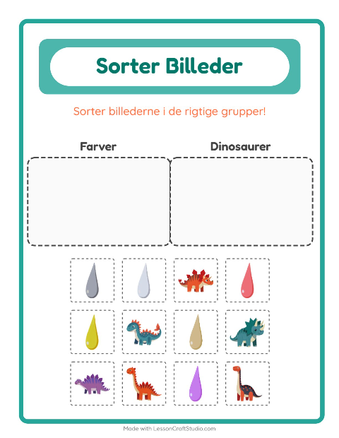 Sortér billederne: Farver og Dinosaurer