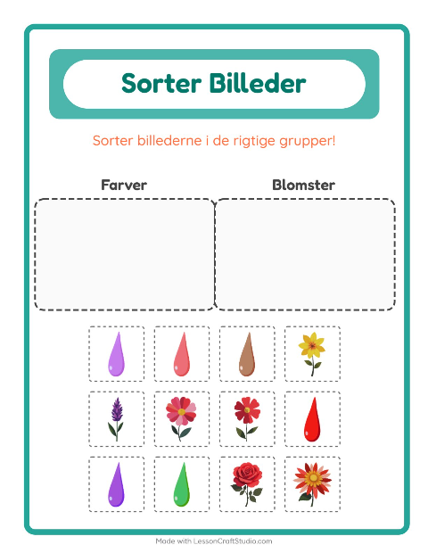 Sortér billederne: Farver og Blomster