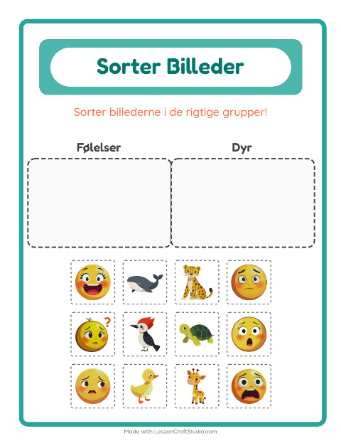 Sortér billederne: Følelser og Dyr