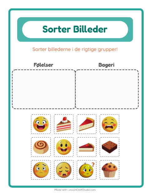 Sortér billederne: Følelser og Bageri