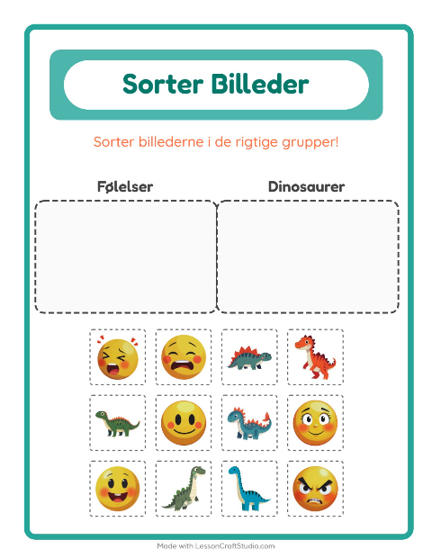 Sortér billederne: Følelser og Dinosaurer