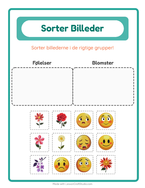 Sortér billederne: Følelser og Blomster