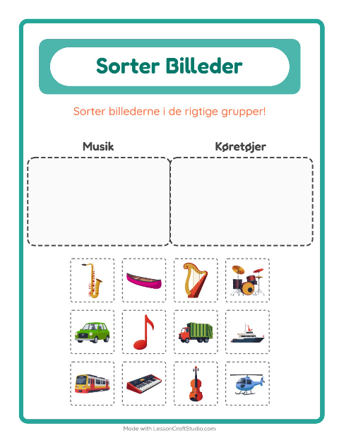 Sortér billederne: Musik og Køretøjer