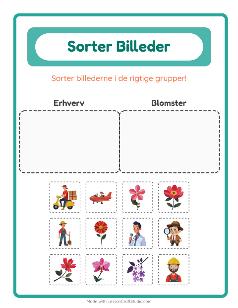 Sortér billederne: Erhverv og Blomster