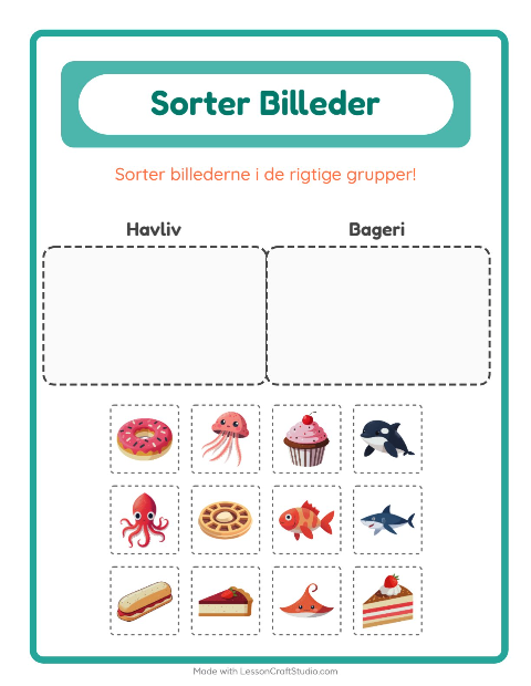 Sortér billederne: Havliv og Bageri