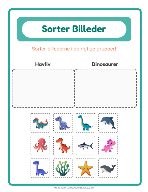 Sortér billederne: Havliv og Dinosaurer