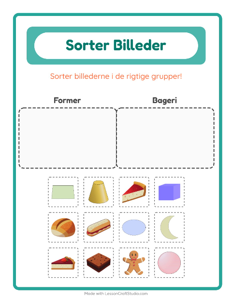 Sortér billederne: Former og Bageri