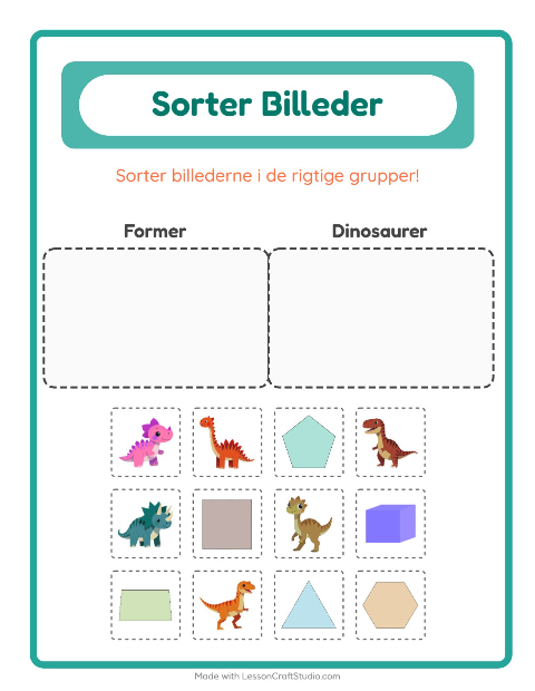 Sortér billederne: Former og Dinosaurer