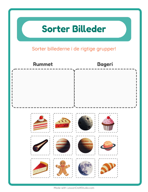 Sortér billederne: Rummet og Bageri