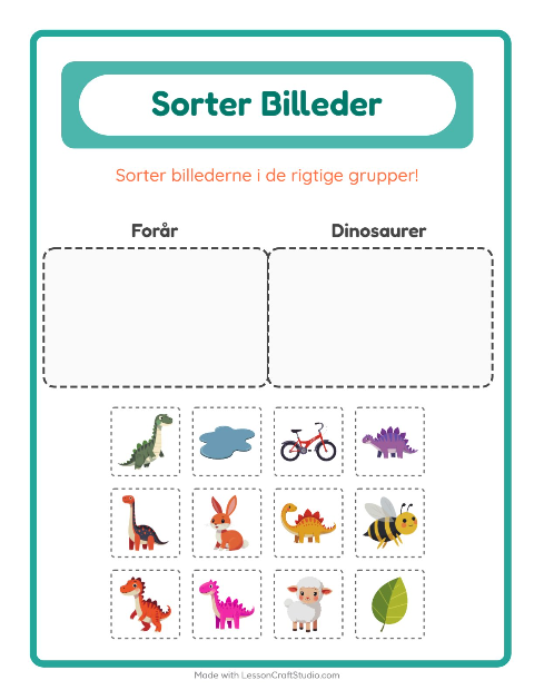 Sortér billederne: Forår og Dinosaurer