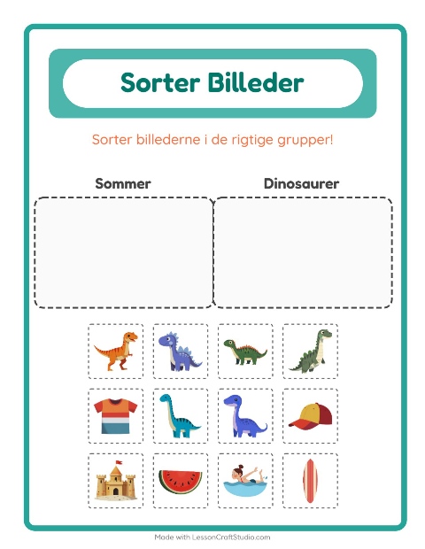 Sortér billederne: Sommer og Dinosaurer