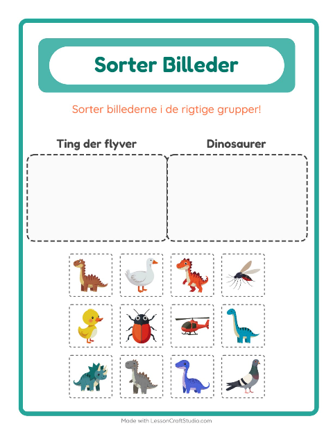 Sortér billederne: Ting der flyver og Dinosaurer