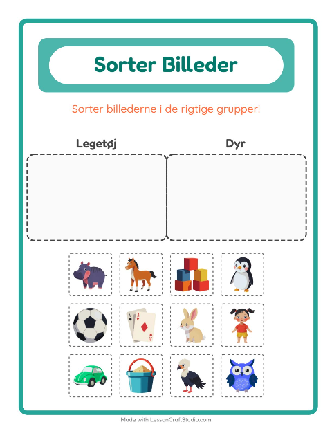 Sortér billederne: Legetøj og Dyr