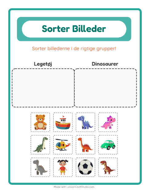 Sortér billederne: Legetøj og Dinosaurer