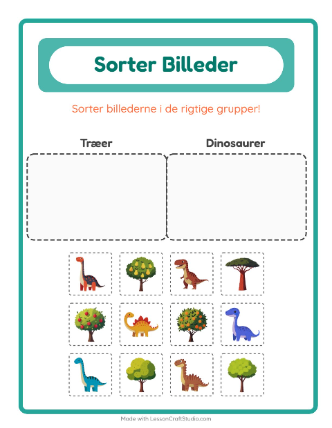 Sortér billederne: Træer og Dinosaurer