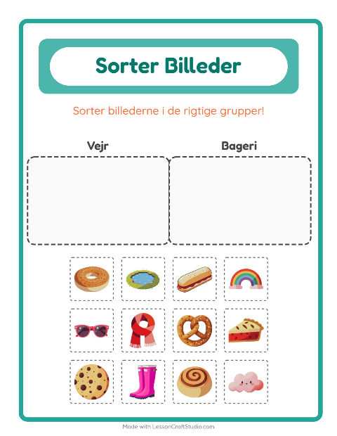 Sortér billederne: Vejr og Bageri