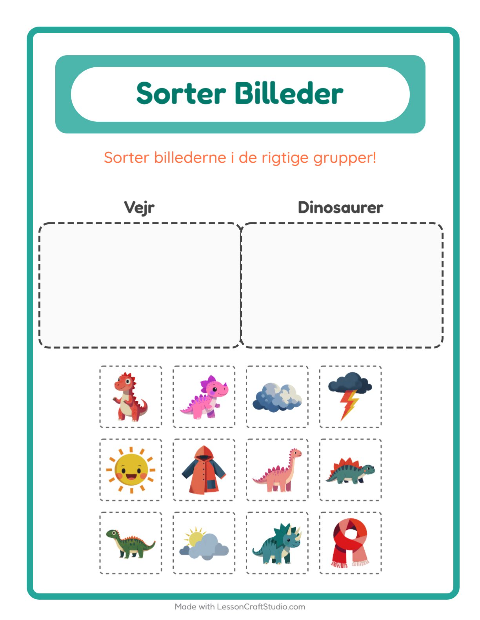 Sortér billederne: Vejr og Dinosaurer