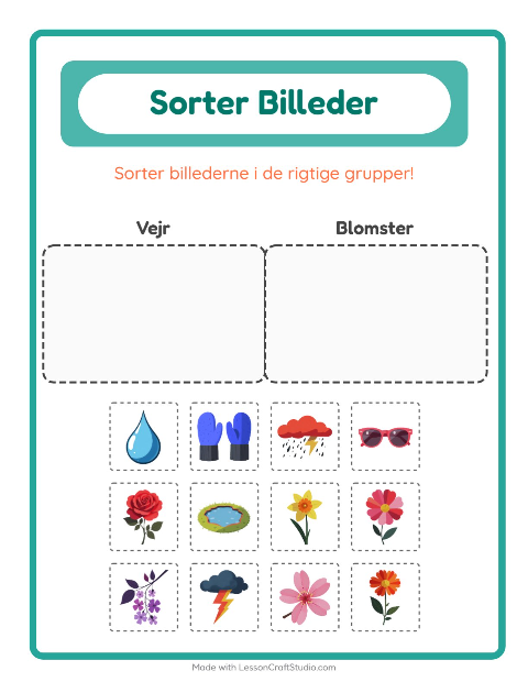 Sortér billederne: Vejr og Blomster