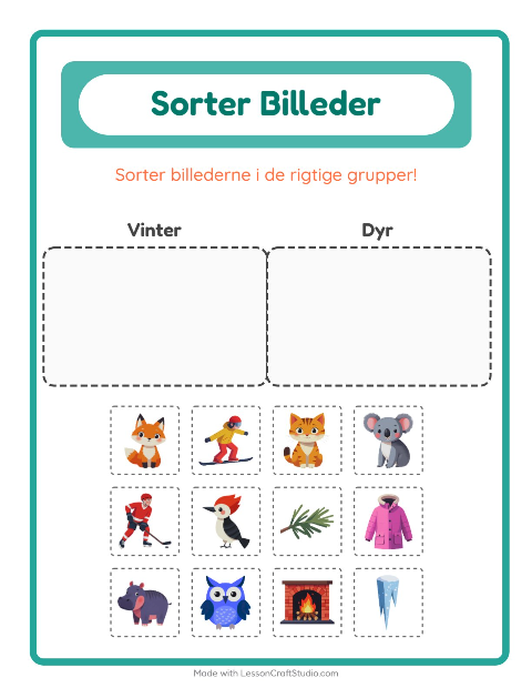 Sortér billederne: Vinter og Dyr