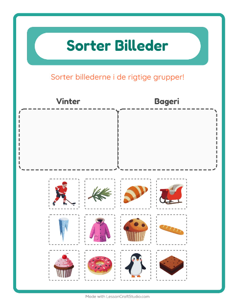 Sortér billederne: Vinter og Bageri