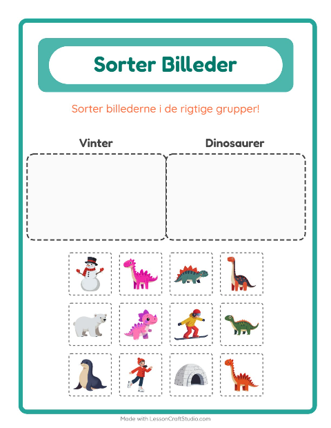 Sortér billederne: Vinter og Dinosaurer