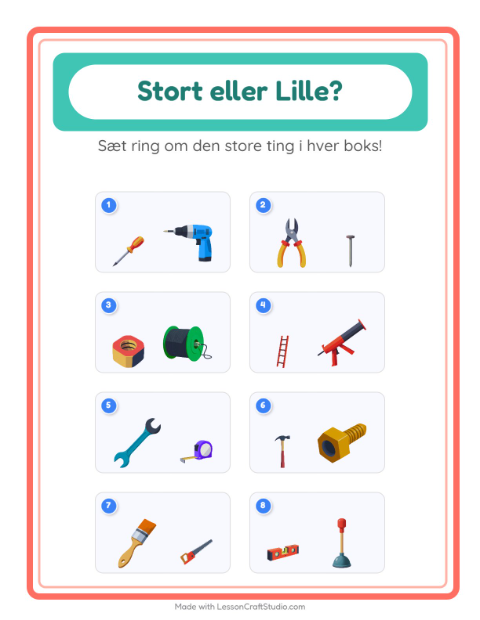 Størst og mindst – Værktøj
