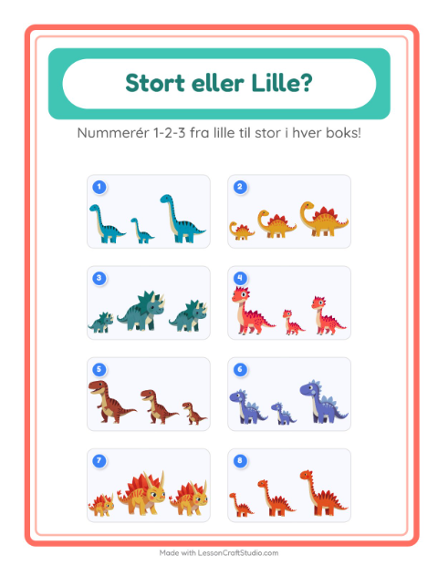 Sortér efter størrelse – Dinosaurer