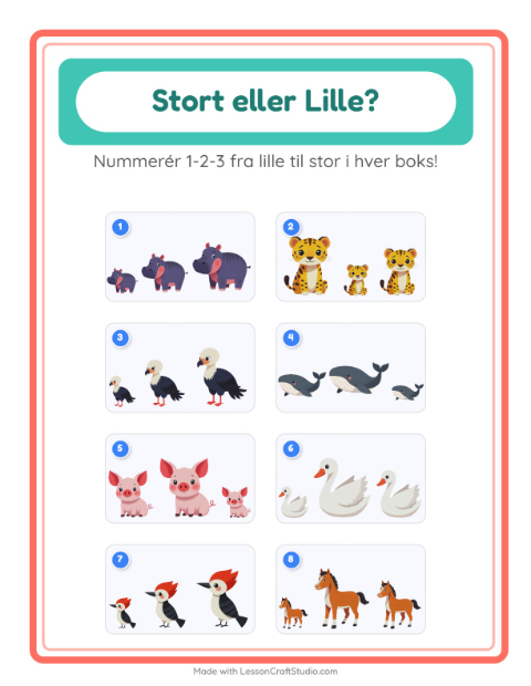 Sortér efter størrelse – Dyr
