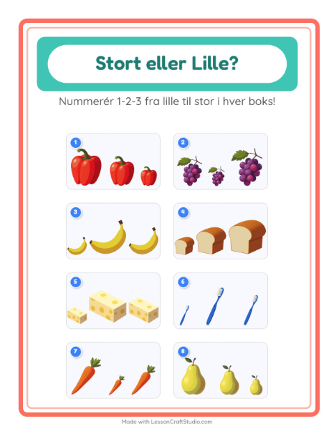 Sortér efter størrelse – I supermarkedet