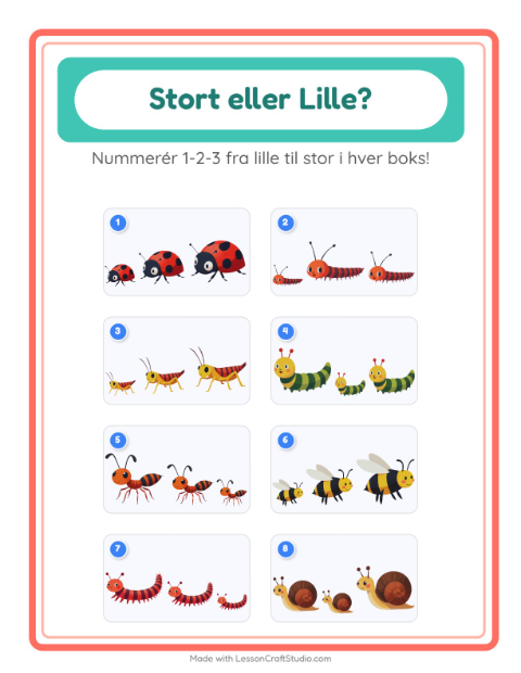 Sortér efter størrelse – Insekter og kryb