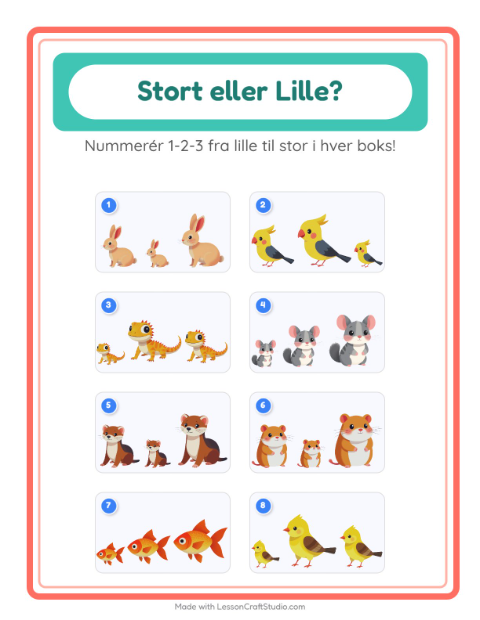 Sortér efter størrelse – Kæledyr