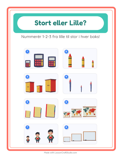 Sortér efter størrelse – Klasseværelse