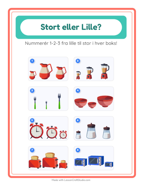 Sortér efter størrelse – Køkkenredskaber