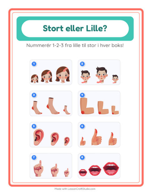 Sortér efter størrelse – Kropsdele