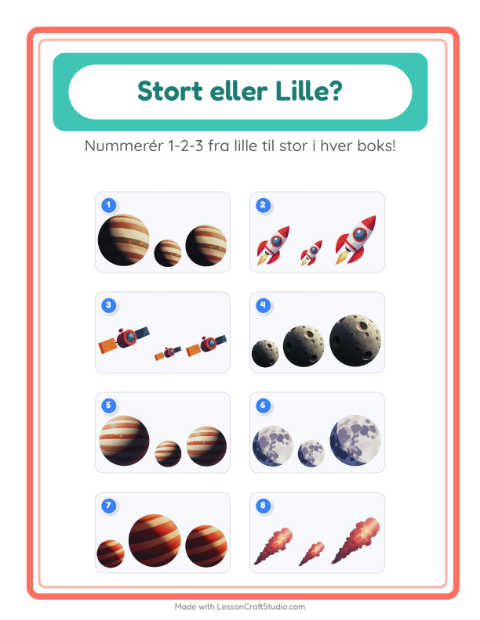 Sortér efter størrelse – Rummet