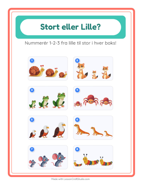 Sortér efter størrelse – Skovdyr
