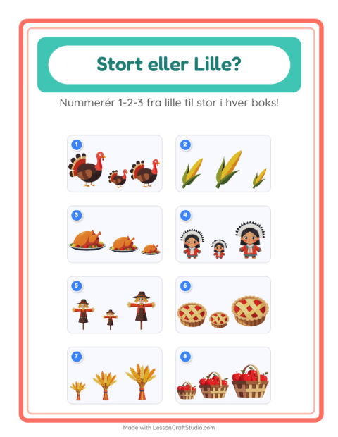 Sortér efter størrelse – Thanksgiving