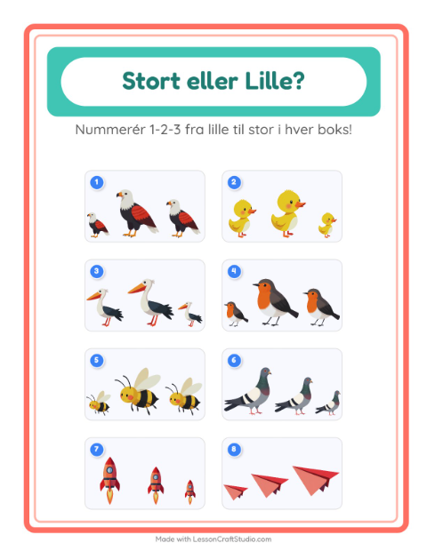 Sortér efter størrelse – Ting der flyver