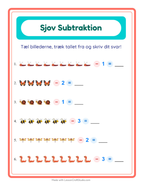 Minusopgaver – Insekter og kryb