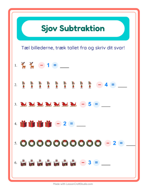 Minusopgaver – Jul