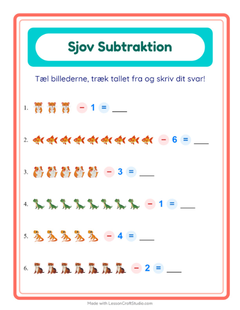 Minusopgaver – Kæledyr