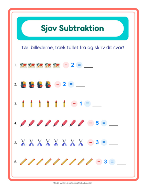 Minusopgaver – Klasseværelse