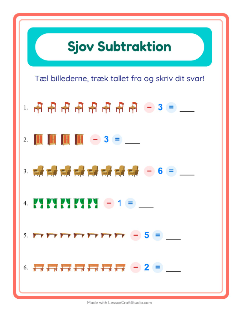 Minusopgaver – Møbler
