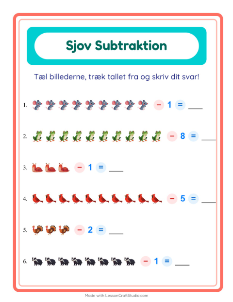Minusopgaver – Skovdyr
