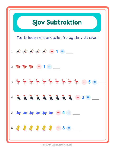 Minusopgaver – Ting der flyver