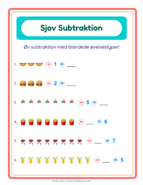 Forhåndsvisning af Subtraktion-arbejdsark med 4. juli til Børnehaveklasse