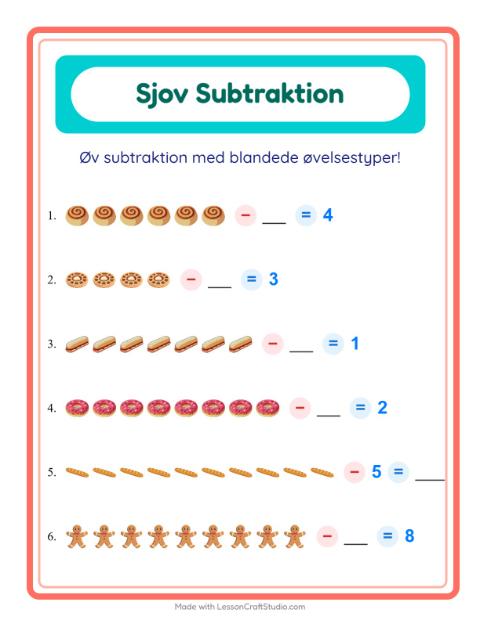 Minusopgaver – Bageri
